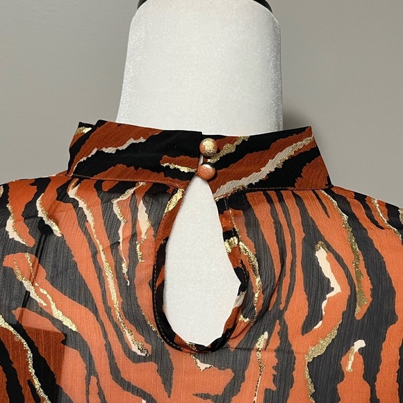 Angeleye Zebra Print High Neck Chiffon Blouse - Picture 9 of 13